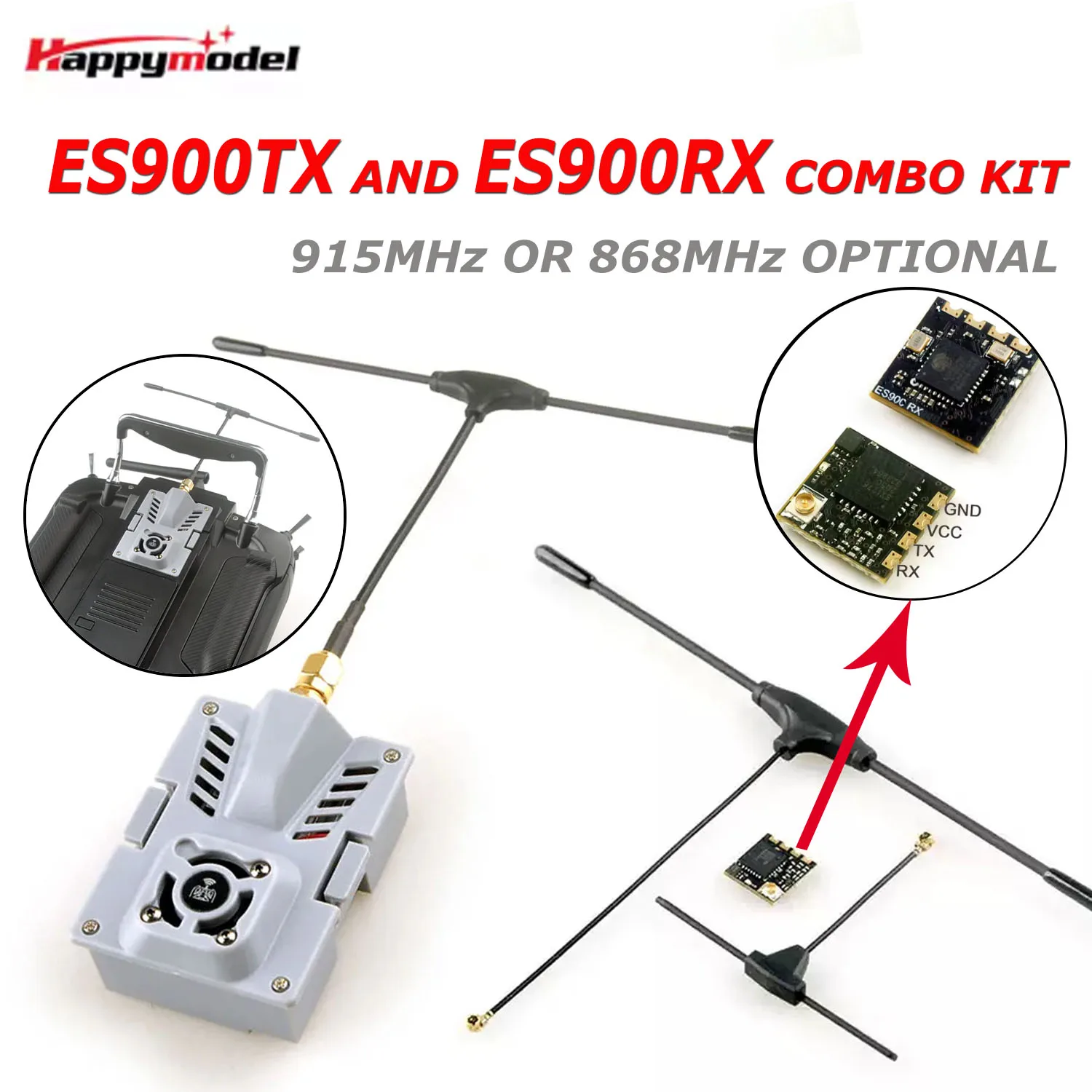 

HappyModel ExpressLRS ELRS ES900TX ES900RX 915Mhz 868MHz RF Module Receiver Set For RC FPV Long Range Racing Drones DIY Parts