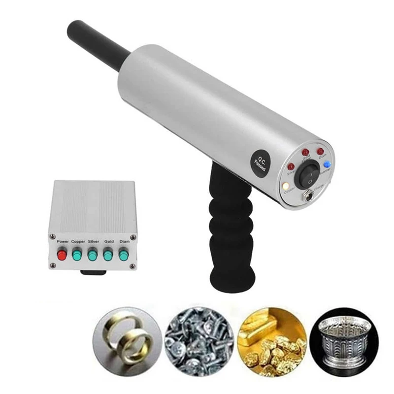 Handheld Metal Detector Locator, Recarregável, Pesquisa De Ouro, Underground Treasure Tracker, Prata, Plug UE
