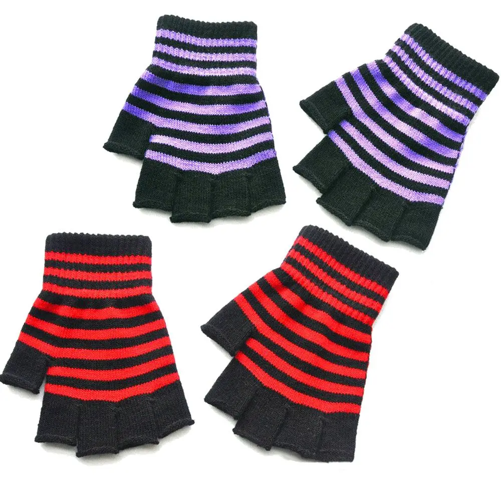 Student Elastic Warm Winter Comfortable Striped Knit Mittens Thicken Knitted Gloves Gloves & Mittens