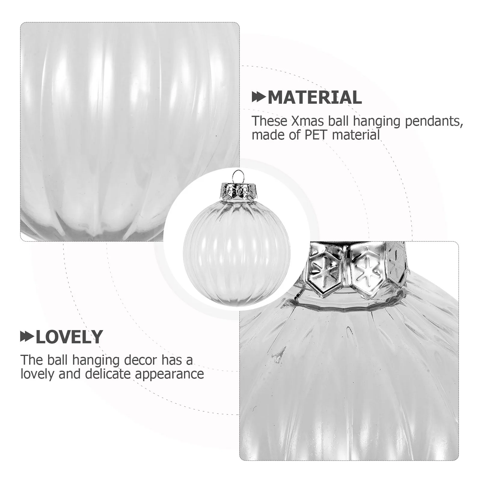 

20pcs Christmas Fillable Bulb Balls Ornament Clear Plastic Glass Tree Hanging Decorative Ball Pendant Holiday Party Decoration