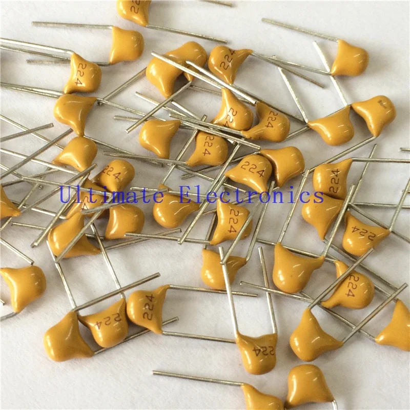 100pcs/lot  Multilayer ceramic capacitor 0.22uF 224 50V 220nF 224M P=5.08mm