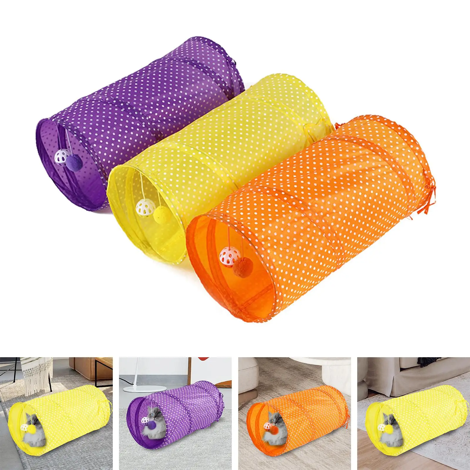 Cat Tunnel Kitty Tunnel Training Play Center, Interactive Hiding Cat Tube, Cat Toy for Hamster Rabbits Ferrets Rabbit Dogs