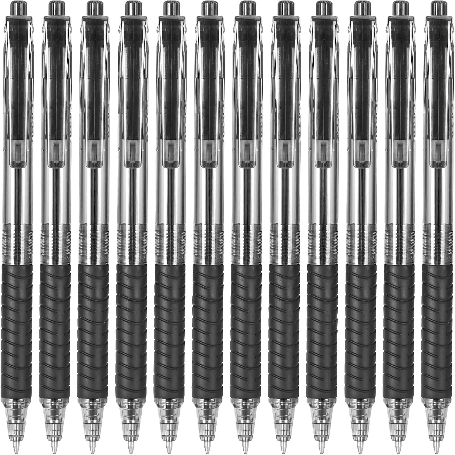 Sooez 12 Pack Bulk Pens Ballpoint, Smooth Writing pens with Soft Grip, Retractable Black Ink Pen, Medium Point 1.0mm Pens for Journaling, Box of Pen Office Supplies for Nurse,Server, Note Taking