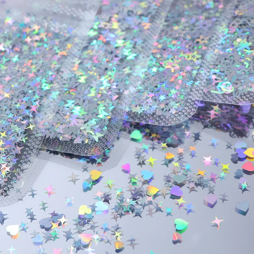 6Bag Holographic Iridescent Mixed Sequins Glitter for Resin Molds Filler Alphabet Butterfly Star Heart Flakes DIY Jewelry Making
