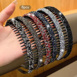 6 trendy rhinestone headbands with teeth and anti slip hair clips suitable for daily use as hair accessories