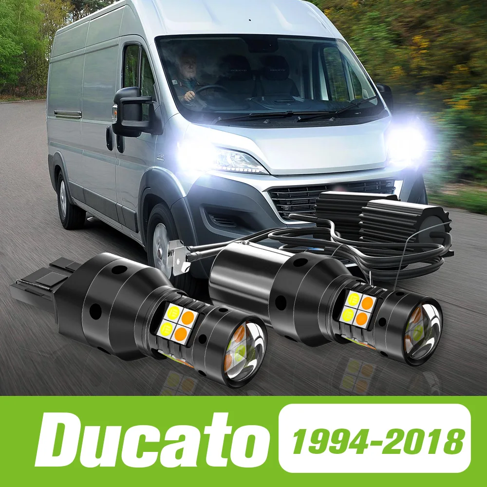 2pcs For Fiat Ducato 1994-2018 Dual Mode LED Turn Signal+Daytime Running Light DRL 2012 2013 2014 2015 2016 2017 Accessories