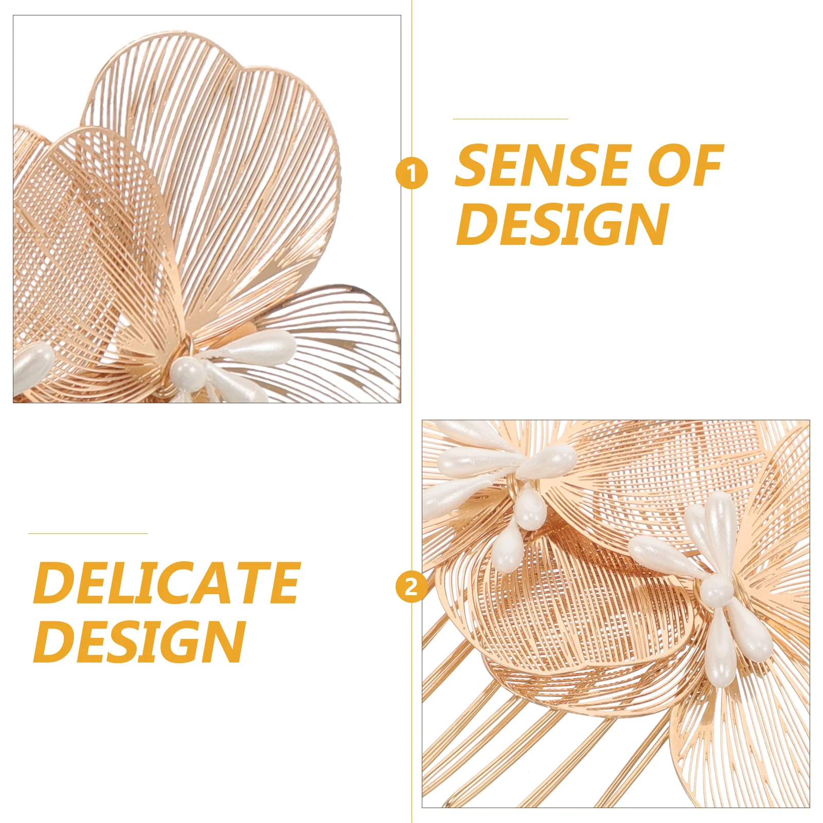 หวีดอกไม้สีทองสไตล์วินเทจแบบเกาหลี สำหรับเจ้าสาว ใช้ตกแต่งทรงผมในงานแต่งงาน  คลิปหนีบผมโลหะ