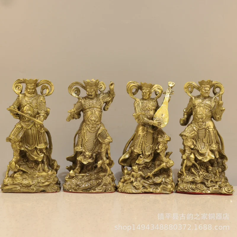 Brass Ornaments Four Heavenly Kings Set Home Buddha Bronze Statue