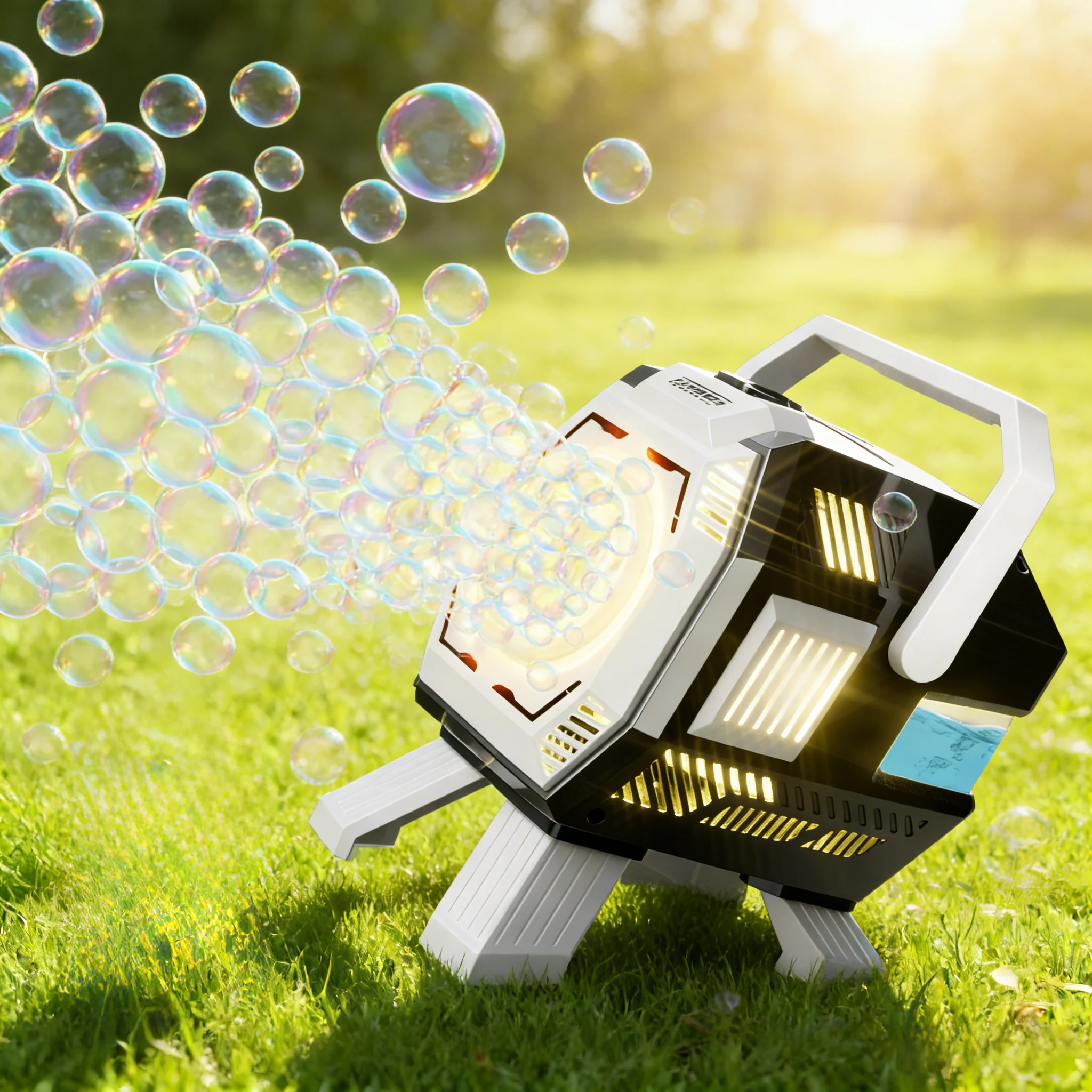BELEMAR Kids Light-Up Bubble Machine, 320ml Large Tank, Battery Operated, Includes Bubble Solution for Indoor & Outdoor Use