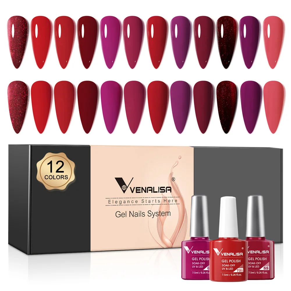 Kit de 12 piezas de esmalte de Gel Venalisa uña, laca de salón de Gel para uñas, Color marrón tierra, serie Gorgeous, Hema Free, perfectamente pigmentado