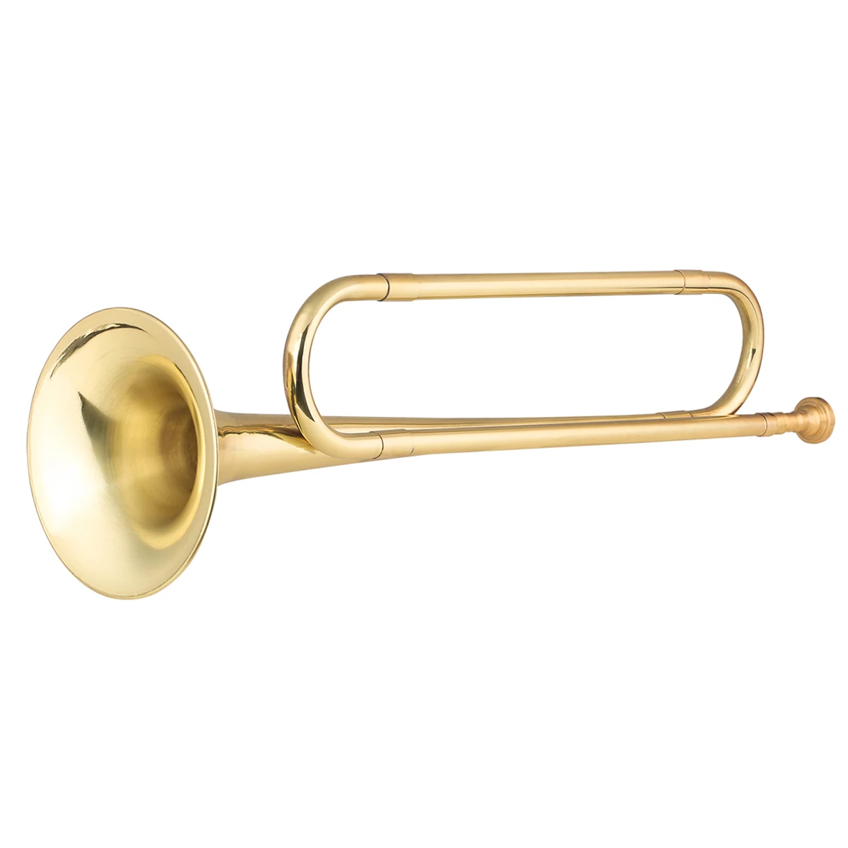 Brass C Bugle Call Gold-Plated Trumpet Cavalry Horn with Mouthpiece for Beginners (18.7 Inch)