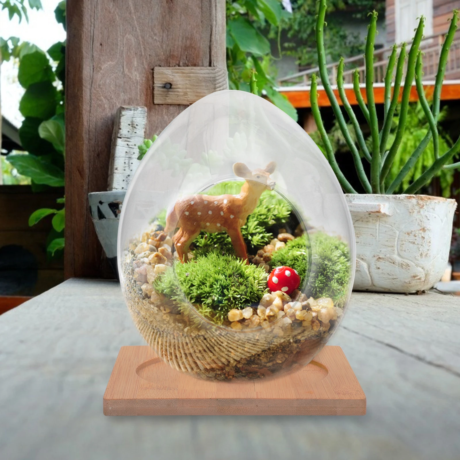 

Egg-shaped Eco Bottle Glass Terrarium Hydroponic Planter Vase Decorative Indoor Micro Landscape Storage Container Plant Pot Home