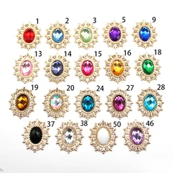 Brand New 10 Pieces 28*25mm Alloy Acrylic Rhinestone Flat Lace Buttons Hand Sewn DIY Costume Jewelry Decoration