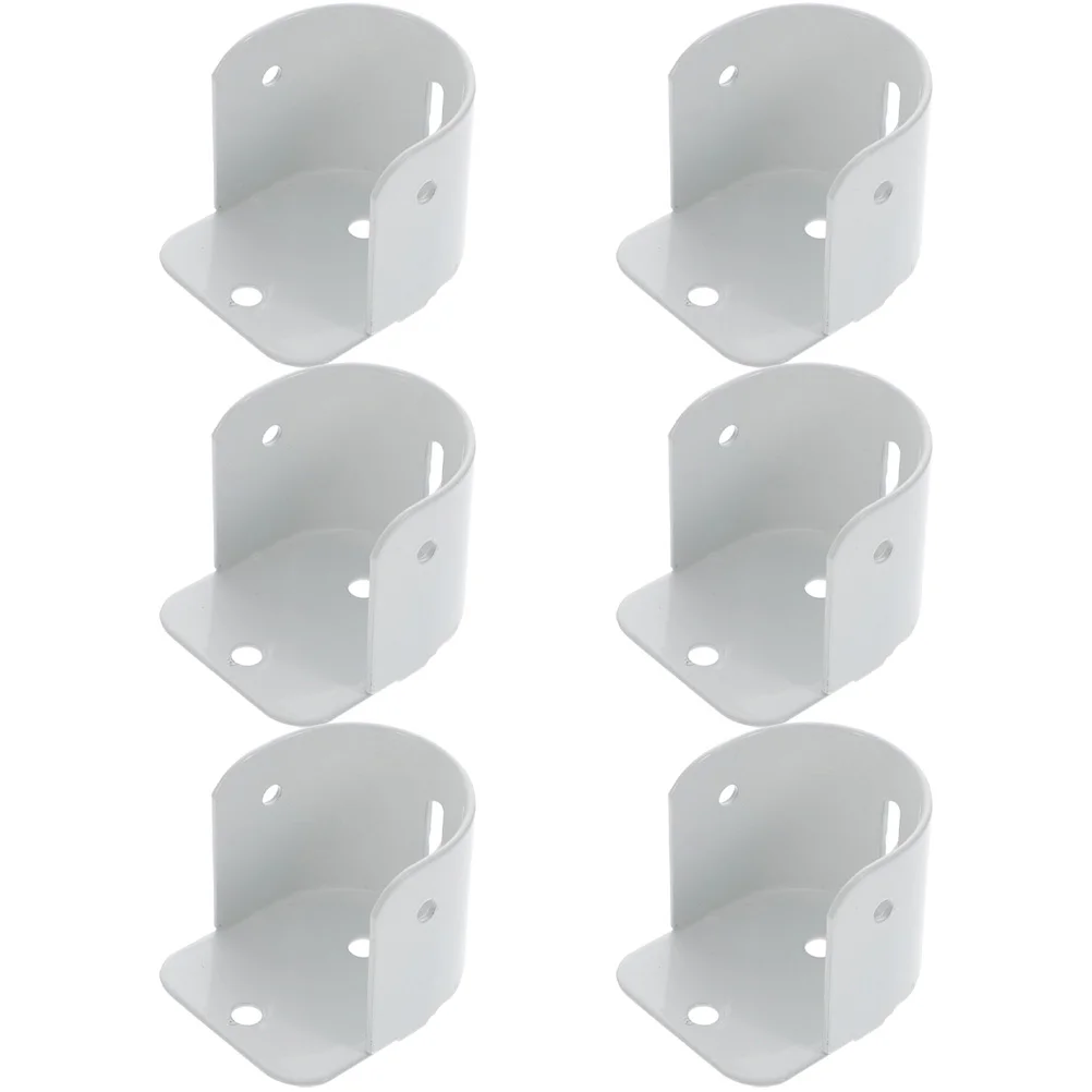 6 Pcs White Iron Closet Rod Bracket Shower Curtain Holder Wardrobe Brackets With Socket U Shaped Easy Install Hardware