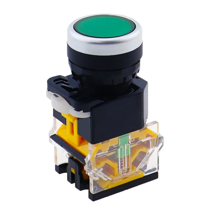 ON-OFF لحظة/الإغلاق مفتاح بـزر دفع 22 مللي متر 4 مسامير دائرية صغيرة الحجم شقة لوحة مستديرة انقطاع LA38-11BN LA38-11BNZS #3