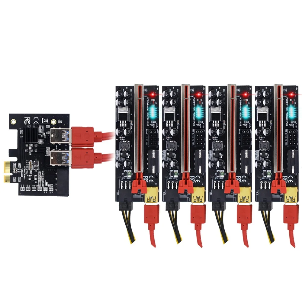 

Переходная карта PCI-E PCIE 1X–4XUSB3.0+009C Plus PCI-E 1X–16X USB3.0 Графический удлинительный кабель-адаптер для BTC