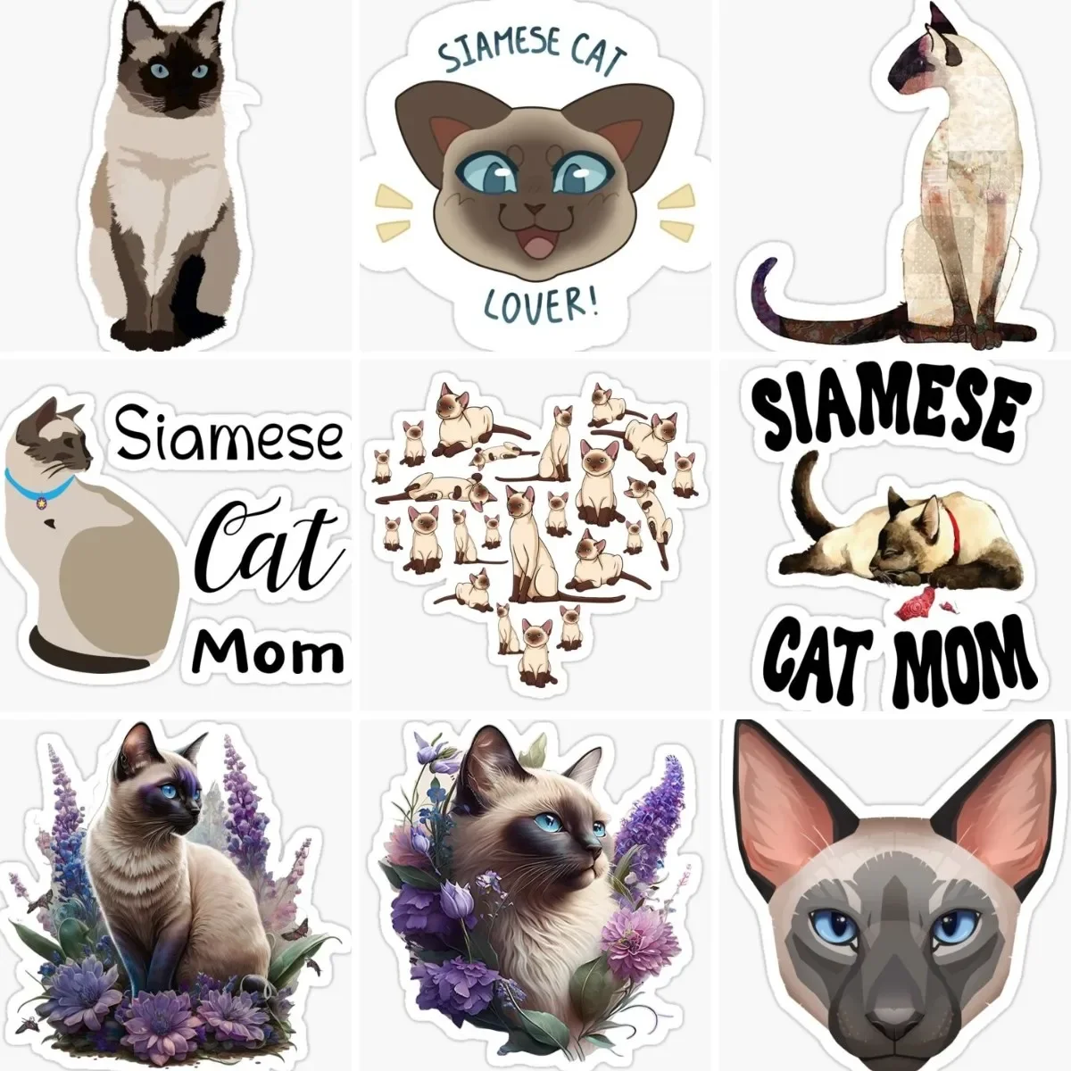 

Siamese Cat Creative Pets Cute Sticker Window Car Motorcycle Laptop Wall Truck Bicycle Camper Off-road Decoration Laptop Decal
