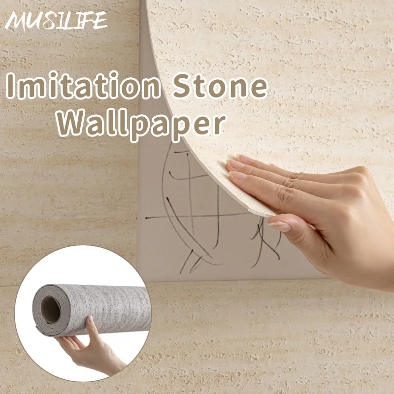 

Self-adhesive Wallpaper Thickened Renovation Flexible Waterproof Peel and Stick PU Wallpapers for Living Room Wall Decoration