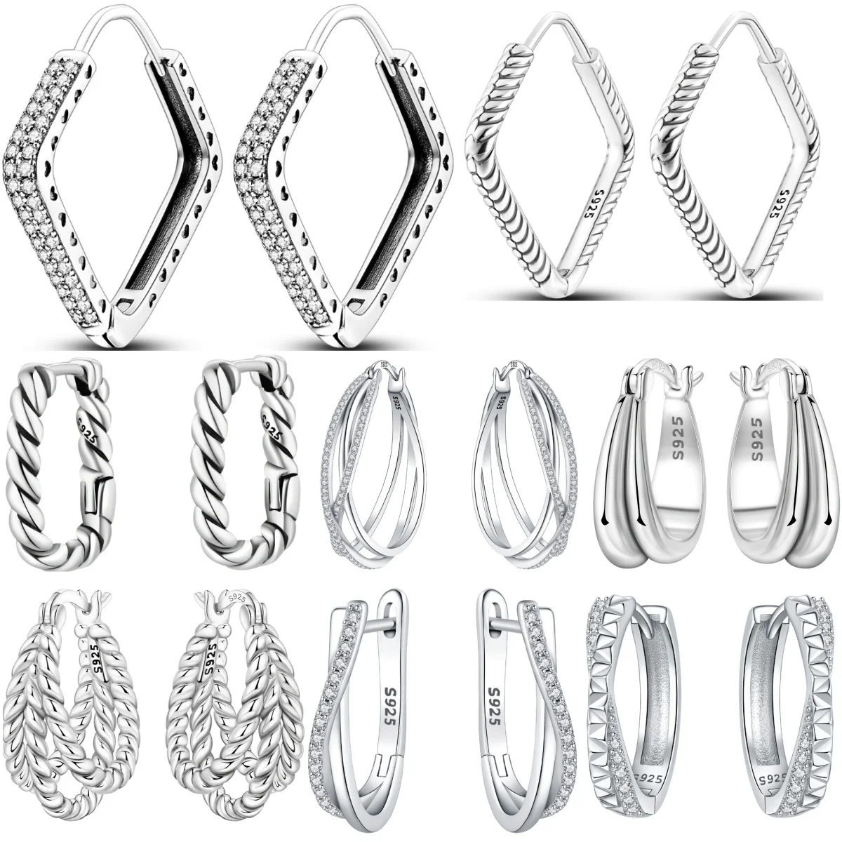 

CYCUFF S925 Sterling Silver Earrings Double-Row Inlaid Zircon Exquisite Birthday Party Gift DIY Women Hoops Earrings Trendy 2025