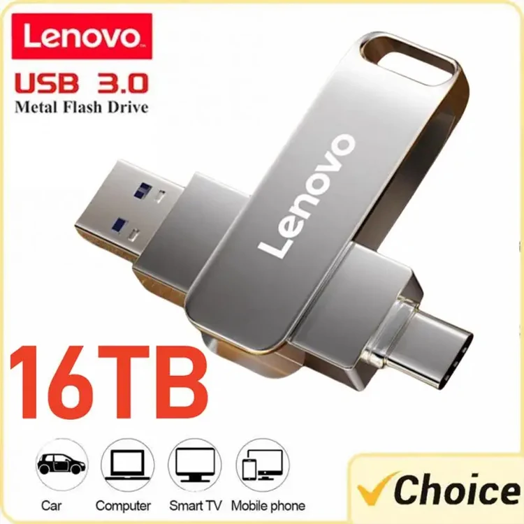 Lenovo U Disk 2TB Flash Drives High Speed Transfer 16TB USB 3.2 Type-C Interface 512GB 128GB USB Stick Phone Portable USB Memory