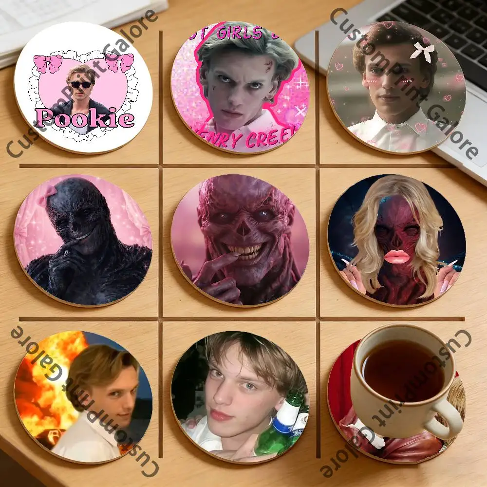 

J-Jamie C-Campbell Bower Natural Pine Wood Round Coasters Non-Slip Heat-Resistant Cup Mats for Coffee Drinks