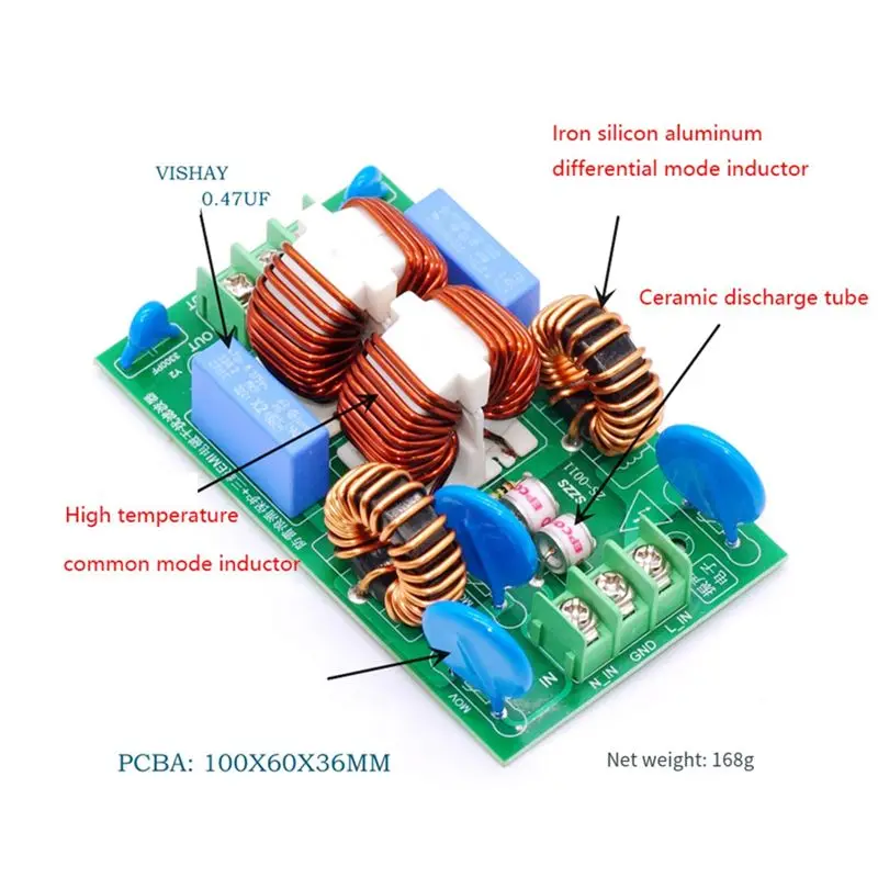 A42T-AC EMI Filter 110V 220V AC Power Filtering Board External Lightening Protection 15A No Shell