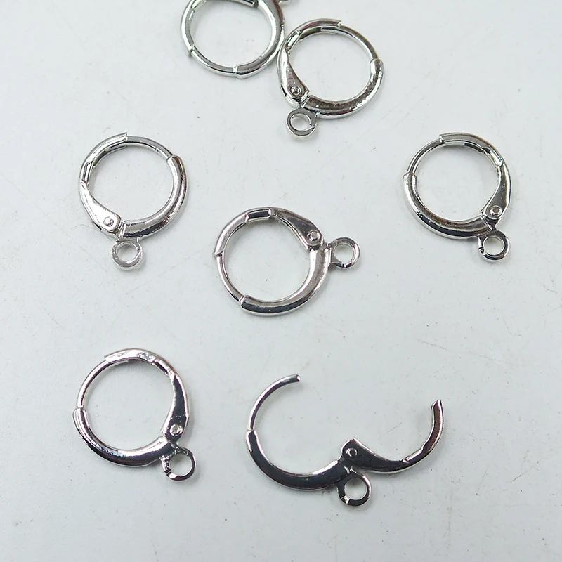 200PCS Round French ear hook thickened 14 * 12mm spring ear clip ear buckle DIY jewelry earring accessories