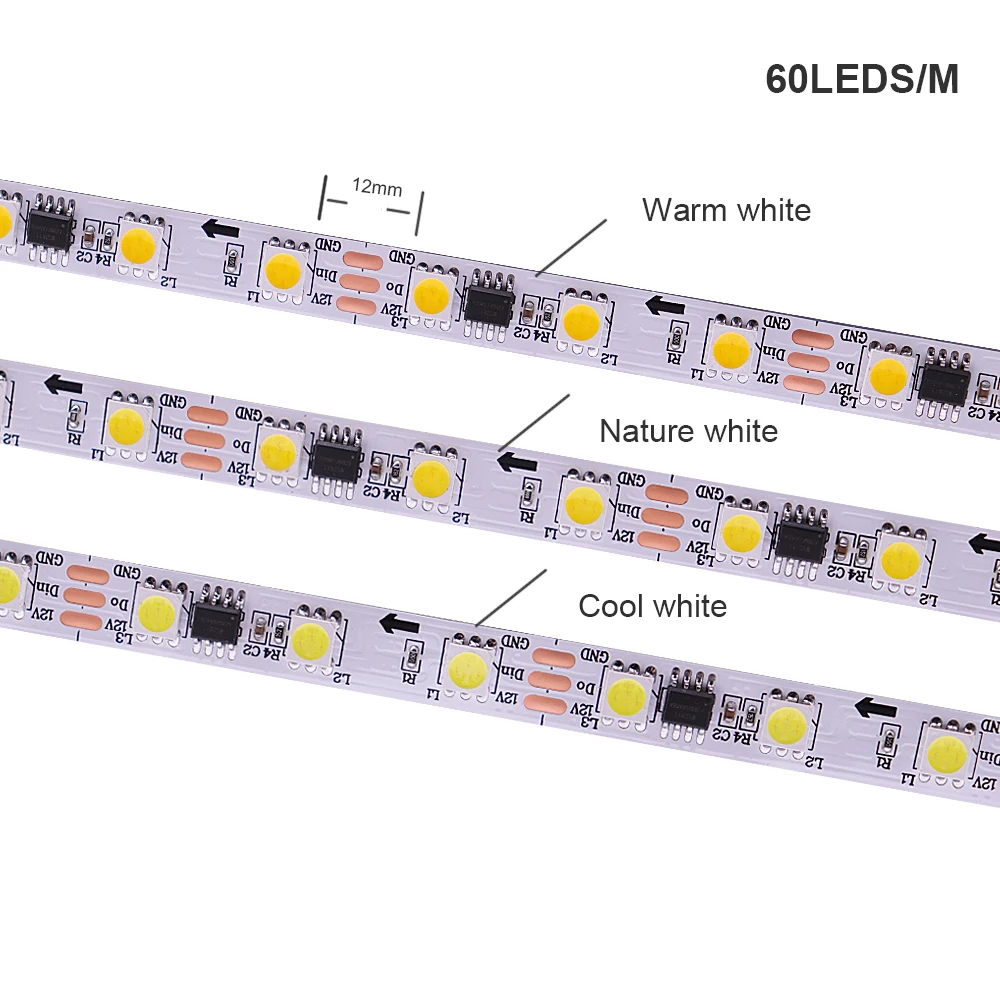 WS2811 5050SMD Horse Race LED Strip Running water Light 60Leds/m With Backflow Marquee White Nature Warm White DC12V Home Decor