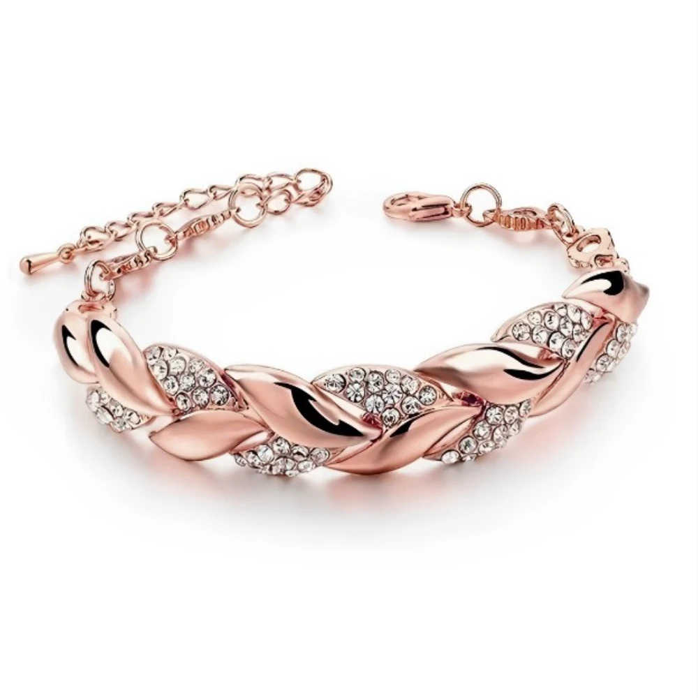 Gold braided diamond bracelet, light and luxurious sparkling banquet bracelet, daily wear bracelet to enhance your temperament