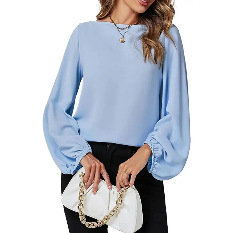 Solid Loose Slash Neck Shirt, Long Sleeve, Fashion Career Shirt, Hot Sale, 23375