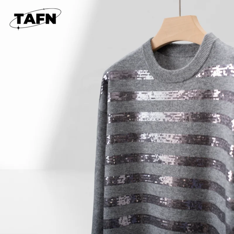 سترة صوف دافئة للنساء، نمط كاجوال ومعكرر للشتاء، سترة محبوكة أنيقة للنساء، مثالية لأي كاجوال AJ1828