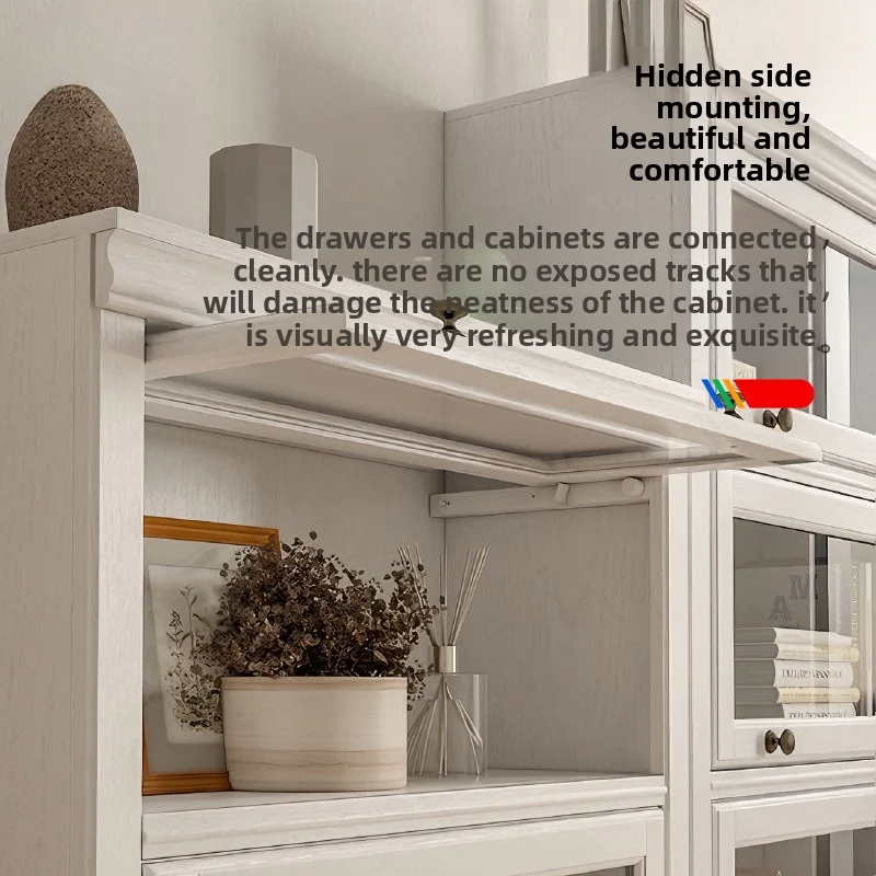 Plastic Side Mount Hidden Flip Up Door Slide Rail, Concealed Cabinet Track Fittings for Bookcase Storage Cupboard
