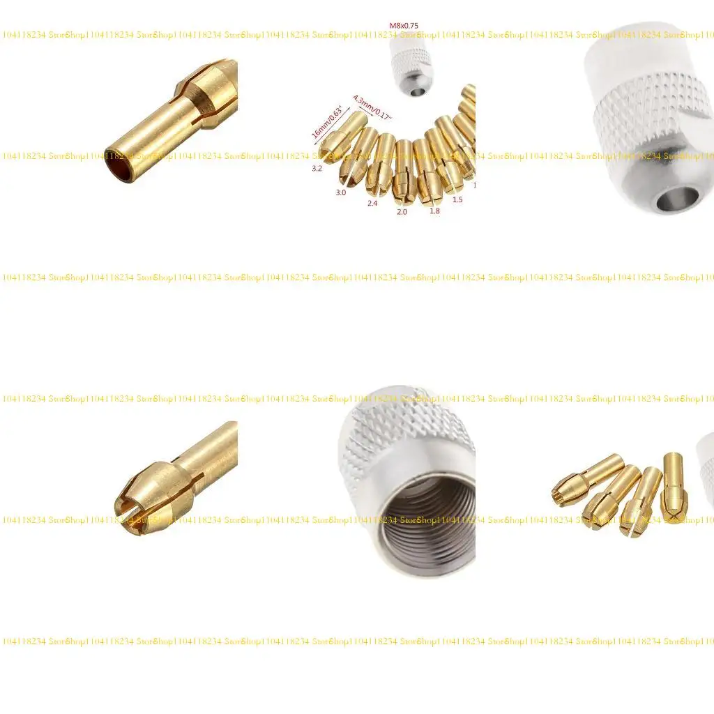

P9FB 10Pcs Brass Drill Chuck Collet Bits For Rotary Tool 0.5-3.2mm 4.3mm Shank