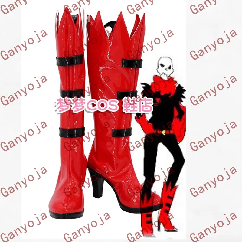 Undertale Charaktere Underfell Papyrus Cosplay Schuhe Kostüm Stiefel Rote Kunstleder Stiefel Halloween Karneval Requisiten