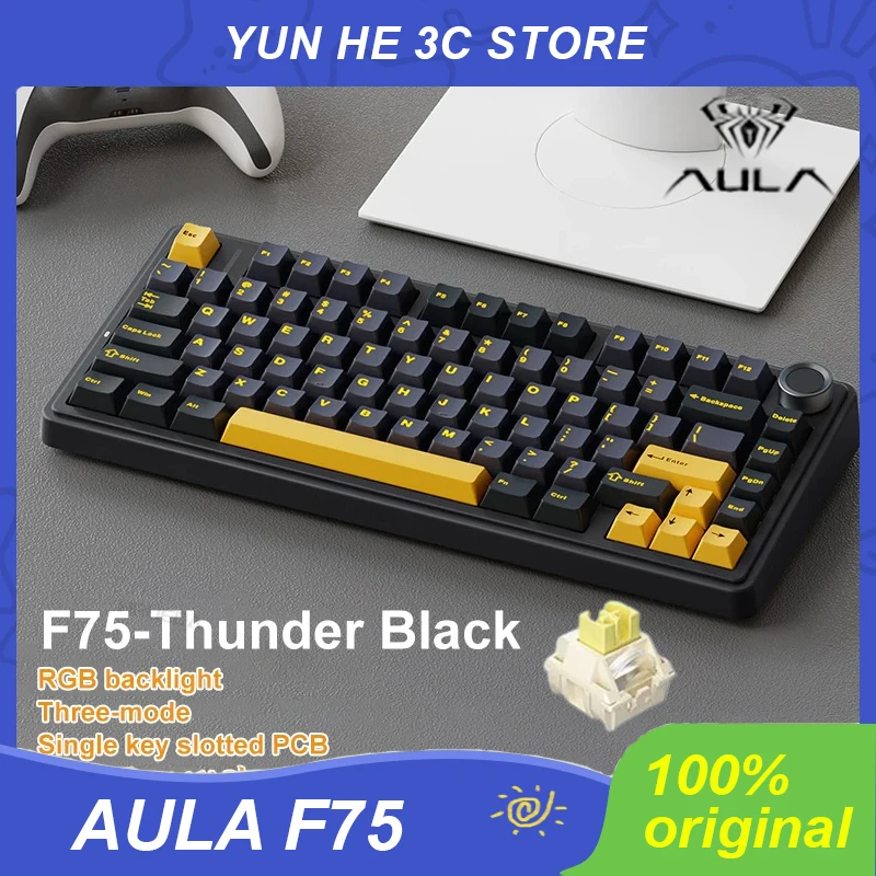 AULA F75 Mechanical Keyboard Wired/2.4G Wireless/Bluetooth 75% Layout OEM Profile Gasket RGB PBT Customized Pc Gaming Keyboard