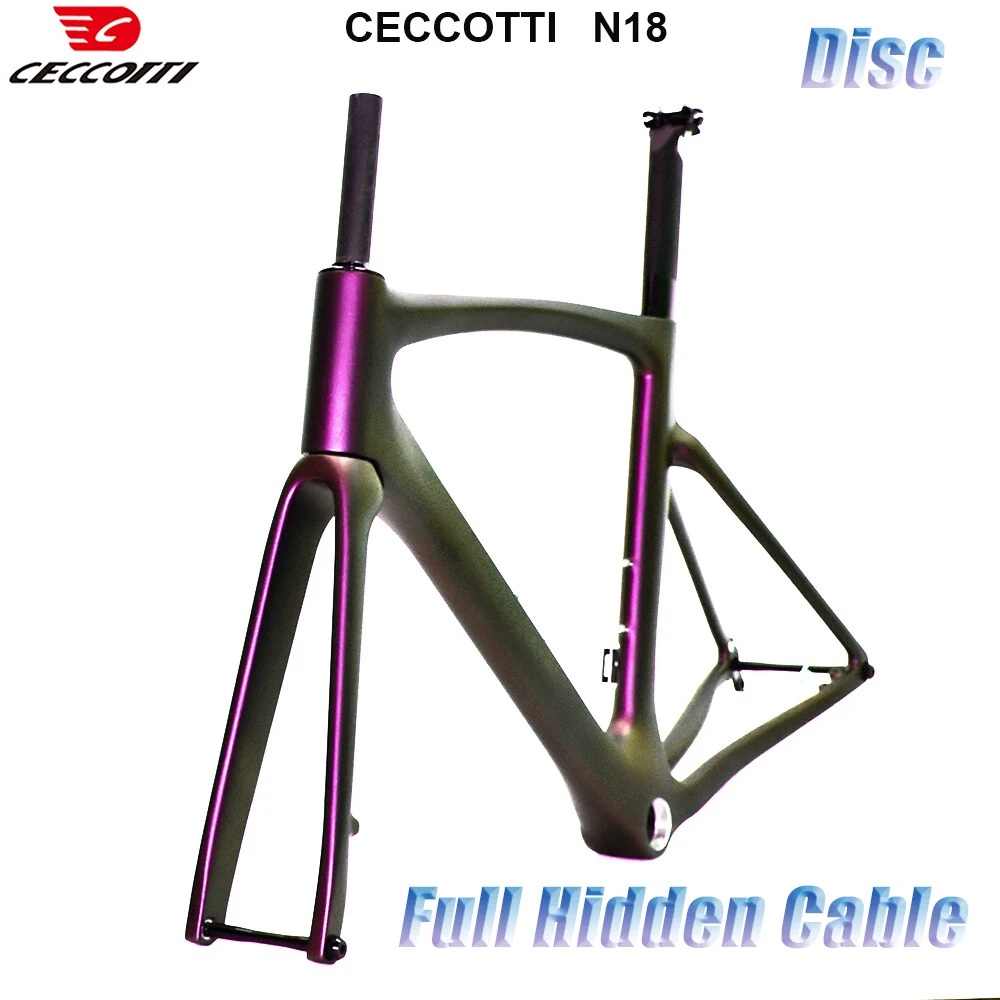 CECCOTTI chameleon Color Disc Brake Carbon Bicycle  Frameset Full Hidden Cable Ruting Road Bike Frame