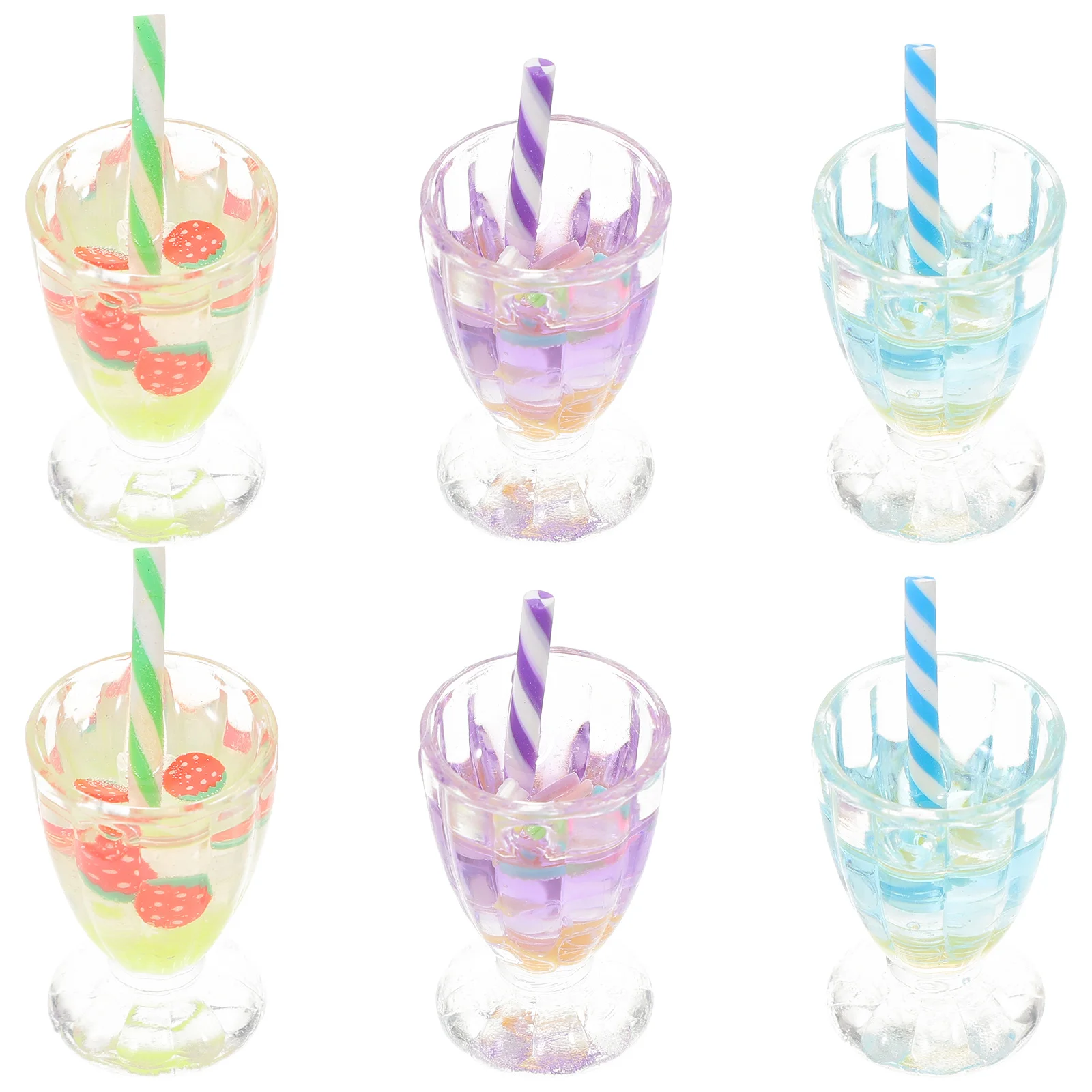 

6 Pcs House Mini Luminous Dollhouse Ice Cream Goblet Accessories Toys DIY Garden Resin Décor Child