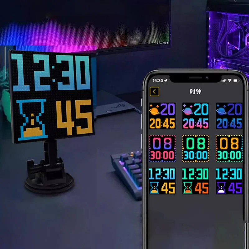 Intelligent APP Electronic Digital Clock Pixel Creative Modern Desk Bedroom Esports Room Decorative Clocks Custom Decorations