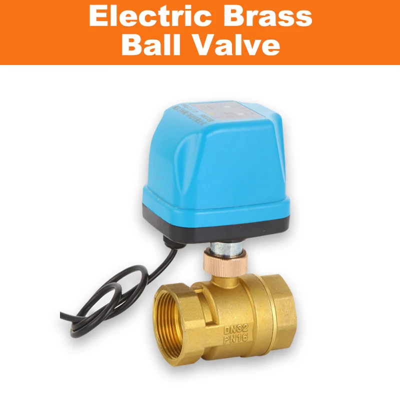 Electric Brass Ball Valve DN15 DN20 DN25 DN32 DN40 NC Motorized Shut-Off Valve For Water/Oil/Gas 220V/12V/24V 3-Wire 2-Control