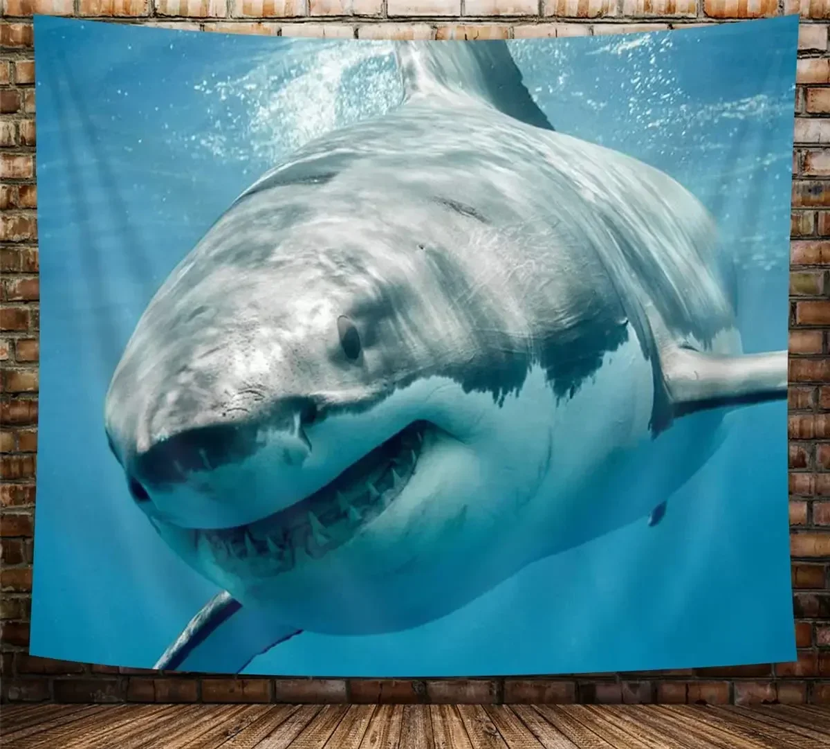 Ocean Predator Art Tapestry – Shark Jaws, Tusk & Keenness Underwater Scene, Wall Hanging for Bedroom, Living Room, Dorm Decor