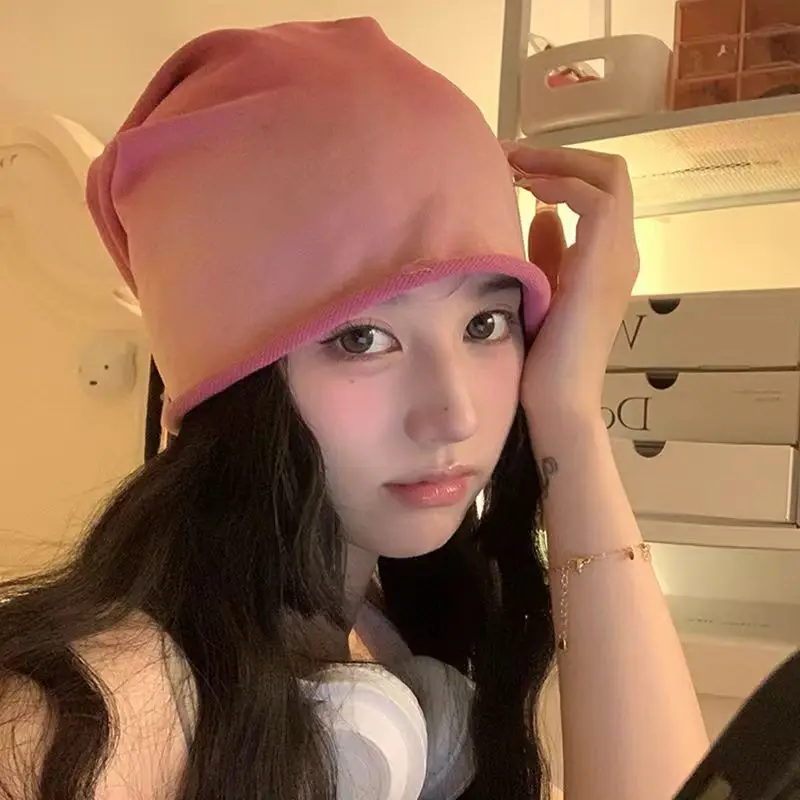 

Gradient Knitted Beanies Hats For Women&Men Autumn Thin Skullies Cap Unisex Outdoor Cover Head Cold Caps Male Ear Hats Bonnet