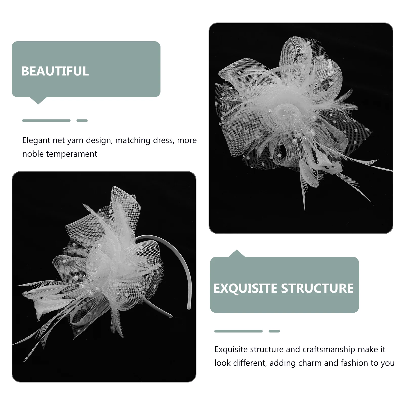 Flower Mesh Headband Nice Decor Wedding Guest Dress Veil Headdress Supply Girl Plume Female Women's Hair Claw Clips Pins