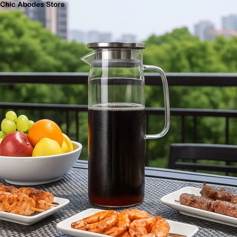 

Практичный стеклянный кувшин для воды объемом 1,5 л, прозрачный термостойкий чайник с фильтрацией, прочный чайник для холодной и горячей воды, ресторан