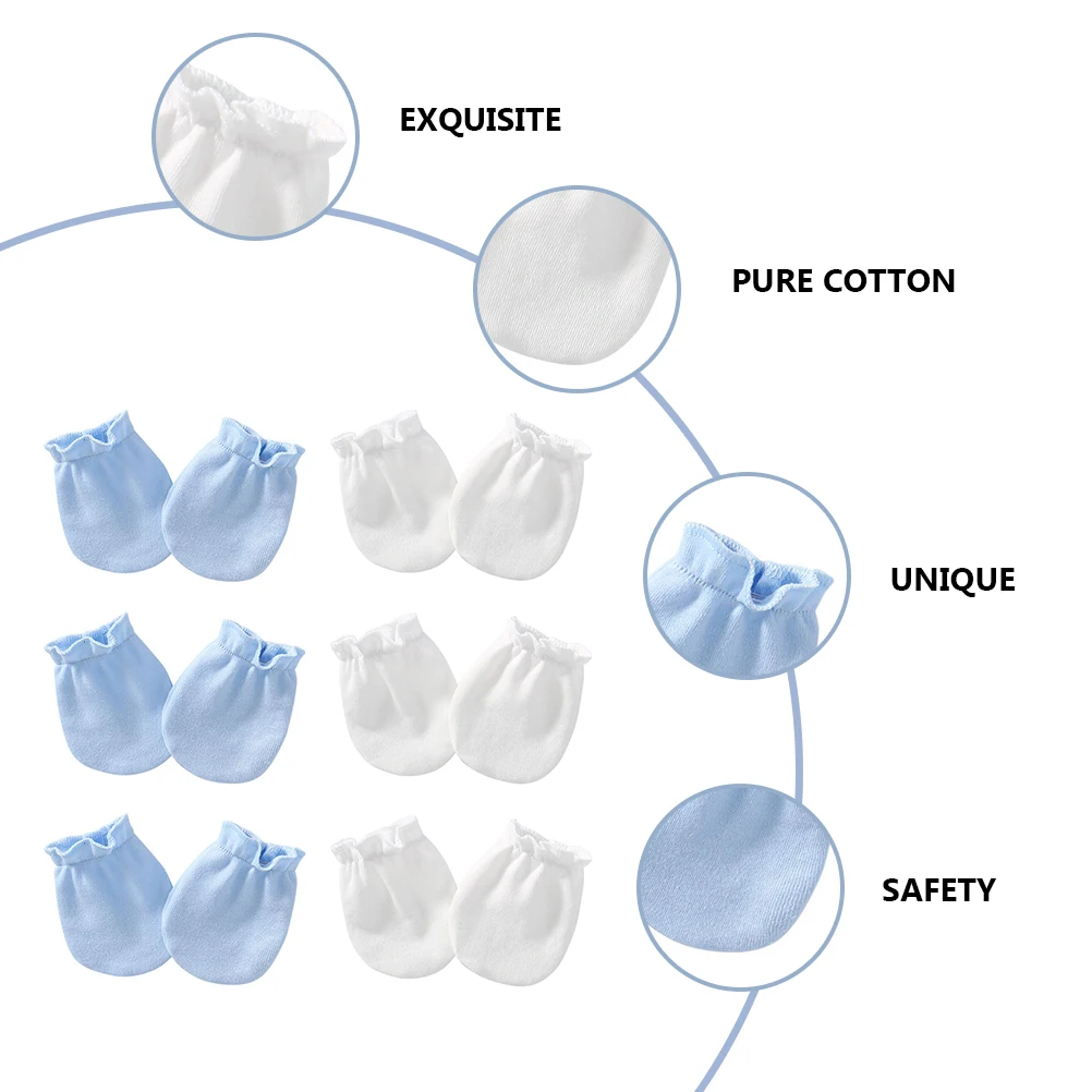 

1 set Baby Protective Mittens Cotton No Scratch Gloves Anti-Scratch Newborn Hand Covers Soft Winter Summer Safe Comfortable Baby