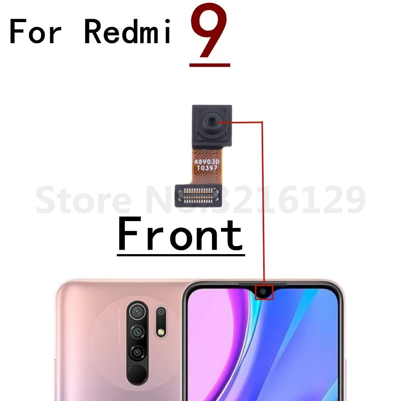 Rear Back Camera For Xiaomi Redmi 9 9A 9T 4G Front Facing Camera Module Backside View Replacement Spare Parts