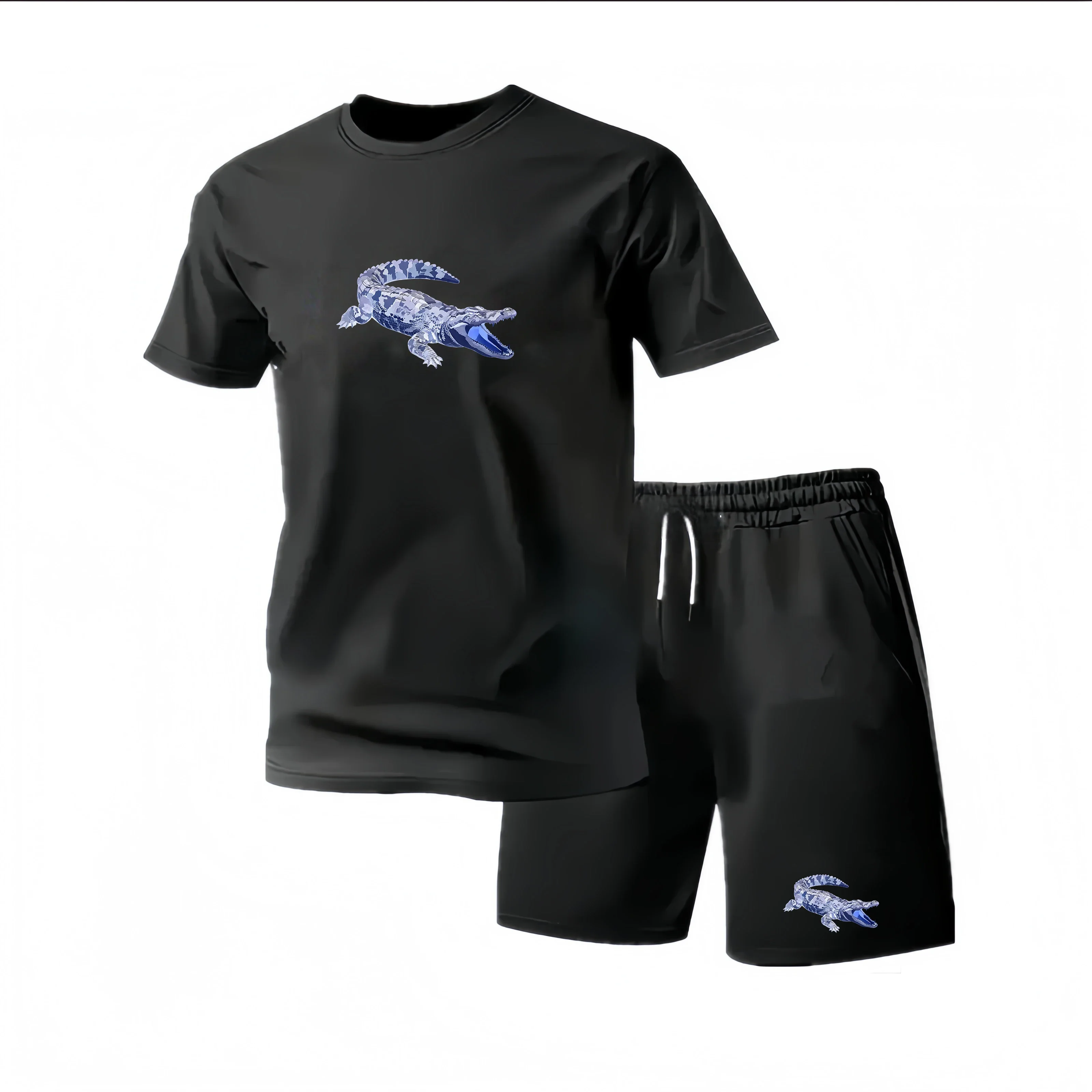 New Summer Sportswear Men's Suit Fashion Two-Piece Sports Fitness Running Casual Quick Drying Short Sleeved Shorts Set Men