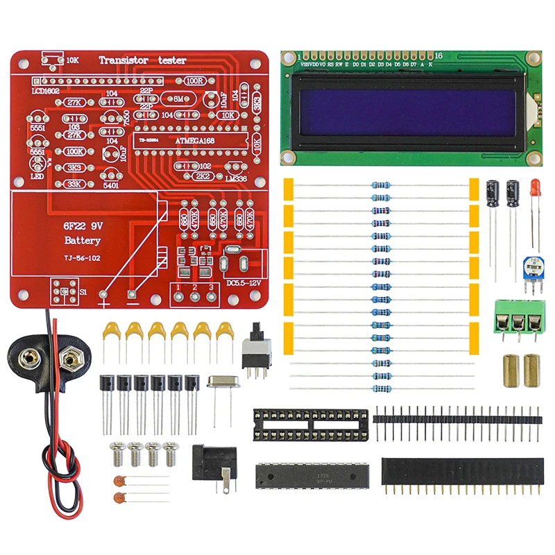 Transistor Tester Kit DIY M8 Transistor Tester Multimeter Resistance-measuring Capacitance Triode iESR Meter DIY Welding Parts