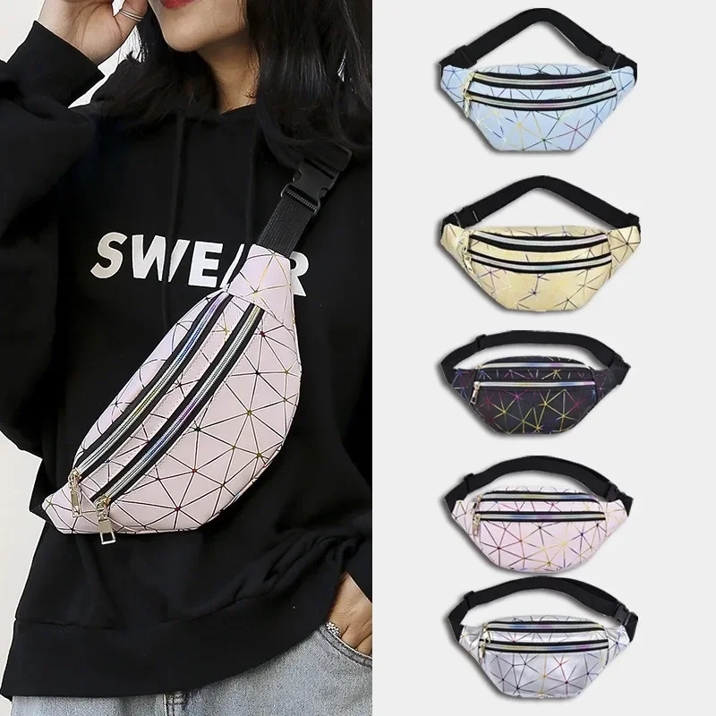 Fashionable Waist Bag Women Waist Women Banana Waist Wallet Holographic Laser Mobile Phone Chest Bag