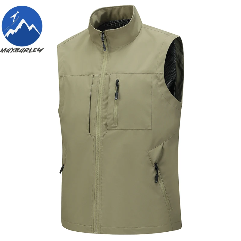 

Maxbarley Outdoor Sports Vest Men Spring Autumn 2025 New Windproof Waterproof Sleeveless Jacket Casual Travel Fishing Work Vests