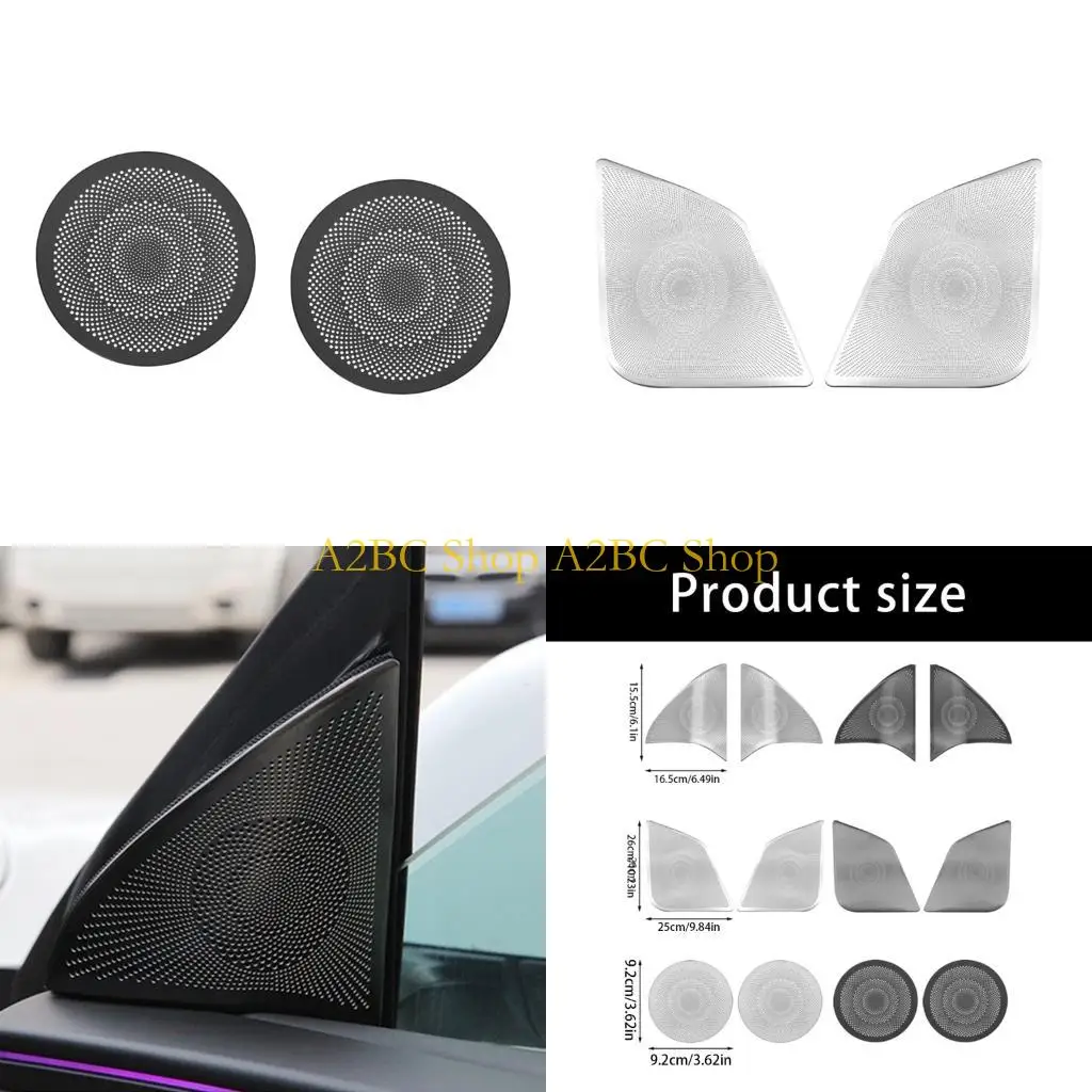 A2BC Vehicle Door Speaker Guard Covers Reinforced Metal Construction Permanent Adhesive Backing Interior Car Accessory 2pcs